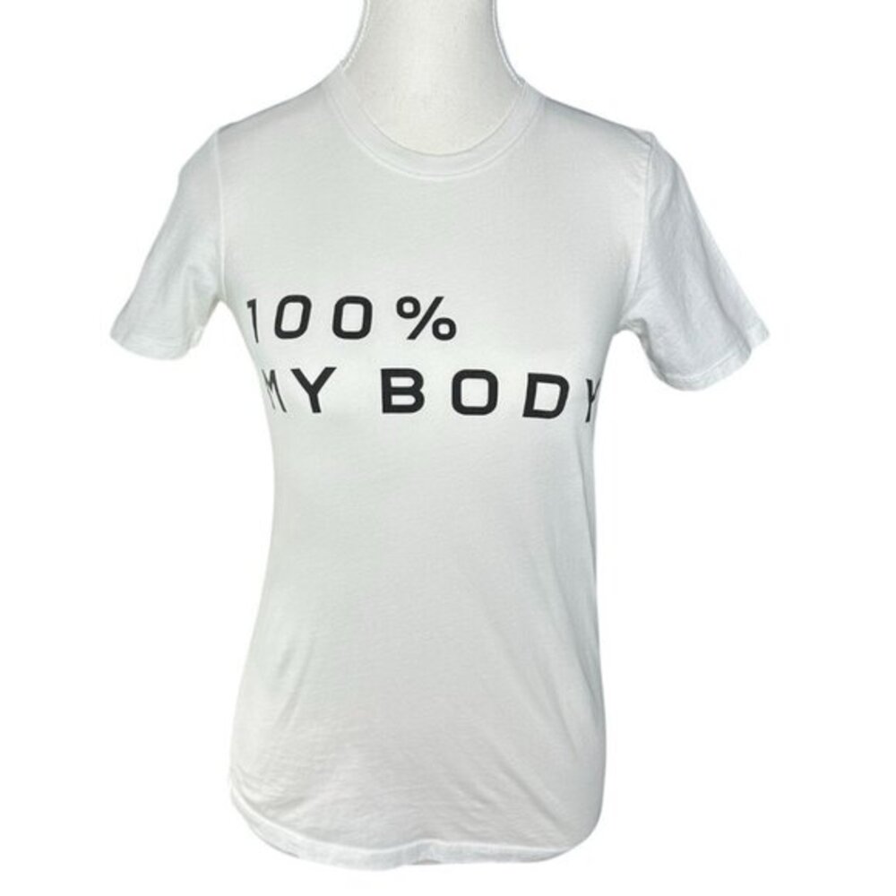 Everlane 100% My Body Graphic Tee White Organic Cotton XS Short Sleeve Crewneck